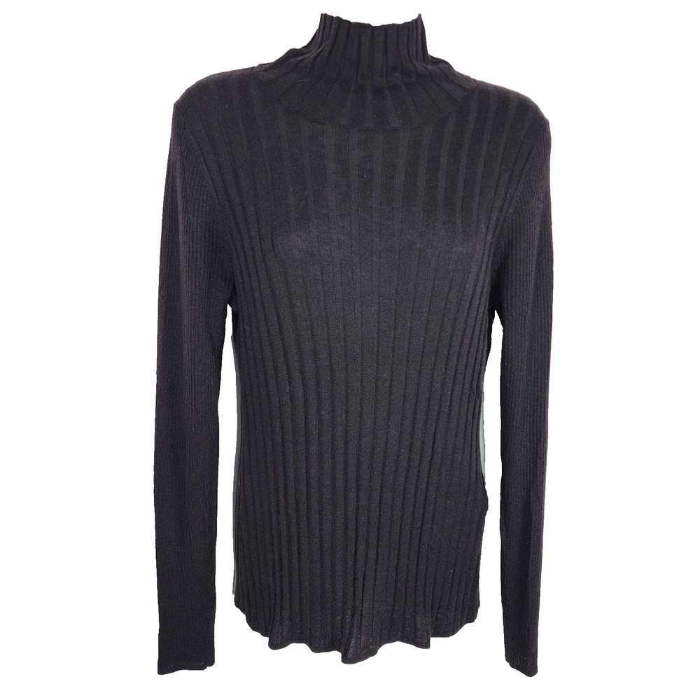 White House Black Market Womens Ribbed Mock Neck Cashmere Blend Long Sleeve M